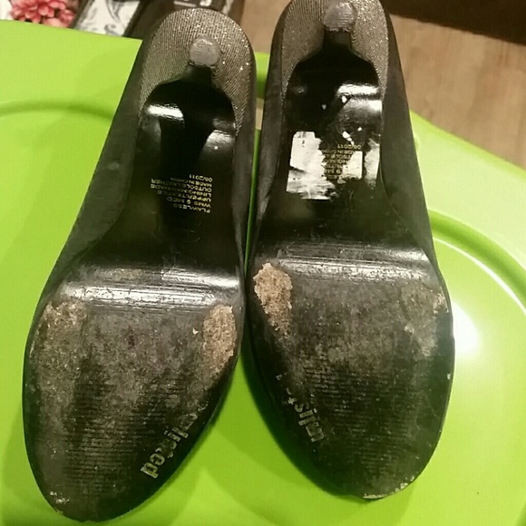 Silver glitter heels black platforms - Picture 5 of 5